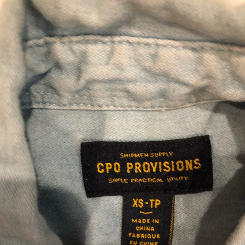 CPO provisions denim button up